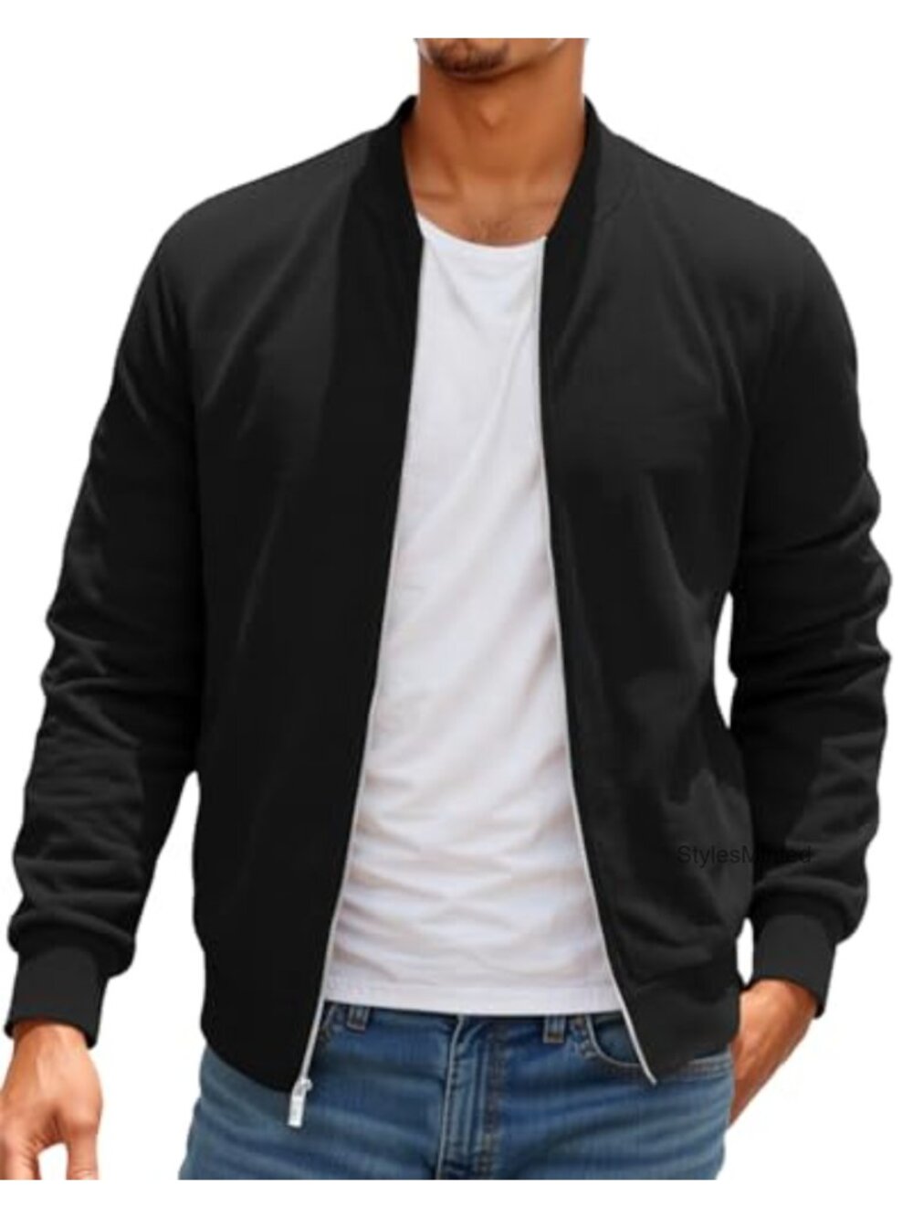 Men's Corduroy Bomber Jacket Lightweight Zip Up Vintage Fall Varsity Jacket